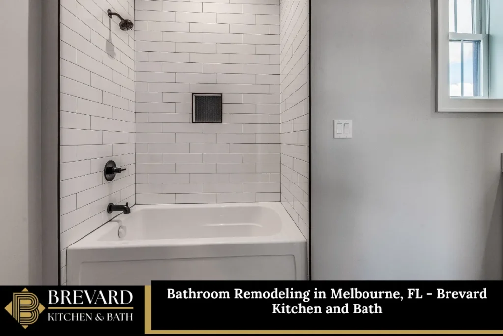 Tub and shower area in a bathroom remodel in Melbourne, FL by Brevard Kitchen and Bath