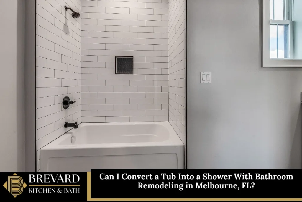 Tub and shower combo before a tub-to-shower conversion in Melbourne, FL