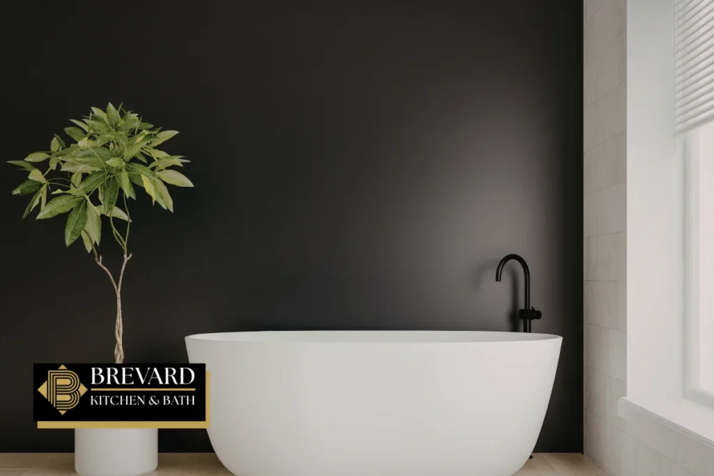 Freestanding tub in a modern bathroom