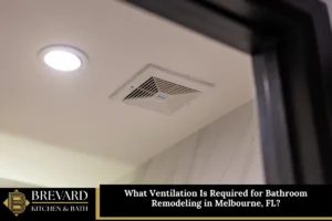 Bathroom exhaust fan in the ceiling of a remodeled bathroom in Melbourne, FL